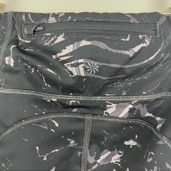 ATHLETA Black Marble Velocity Stash Pocket 7/8 Leggings - Picture 9 of 14